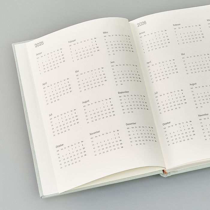 Wochenkalender & Notizbuch 2025 (A5), Leinen, Lava Stone