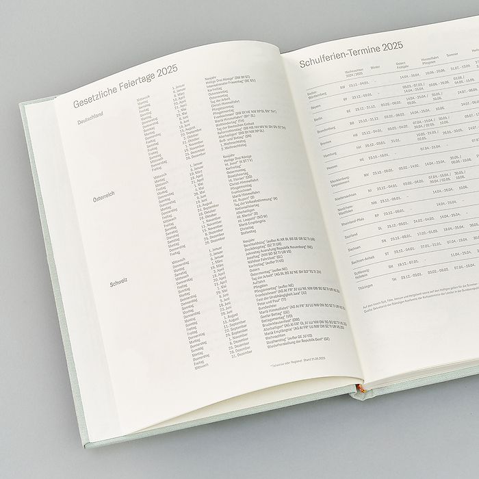 Wochenkalender & Notizbuch 2025 (A5), Leinen, Lava Stone